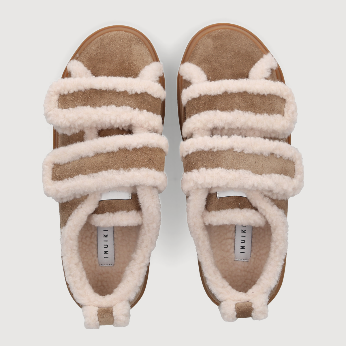 Inuikii Damen Loafer SHEARLING LOW VELCRO Light Beige