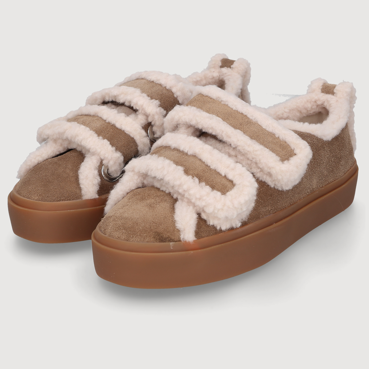 Inuikii Damen Loafer SHEARLING LOW VELCRO Light Beige