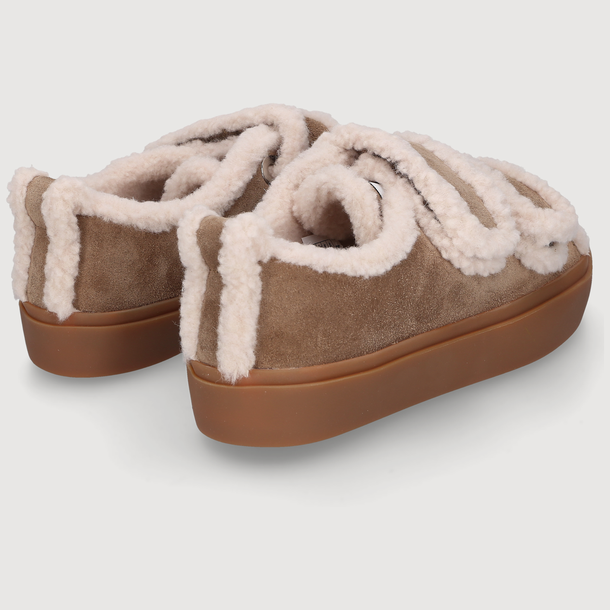 Inuikii Damen Loafer SHEARLING LOW VELCRO Light Beige